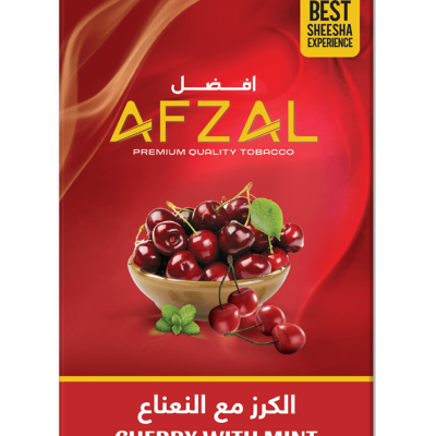 Afzal Cherry with Mint Hookah Molasses – Sweet cherry and cool mint flavor, ideal for a refreshing hookah experience.
