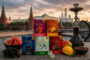 Bulk Afzal shisha tobacco flavors including Pan Raas, Icy Mint, and Mango in Russia